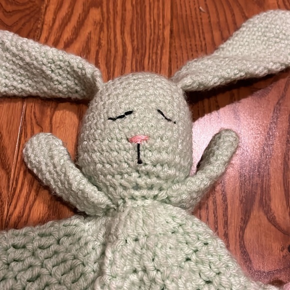 Handmade crocheted bunny baby security blanket - Picture 6 of 9